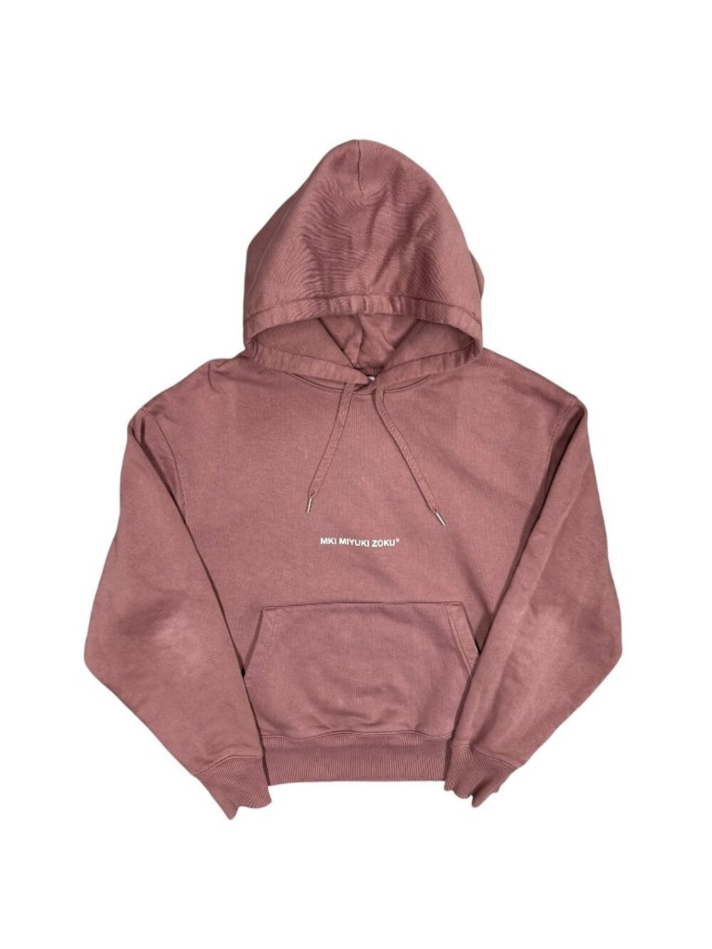 Mki Miyuki Zoku Hoodie Spellout Graphic Pullover Red Oversized XS